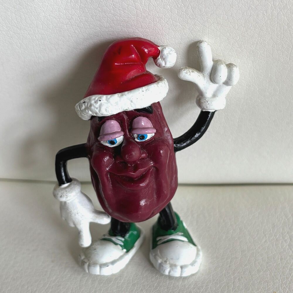 1988 California Raisins Christmas Santa Hat Figure PVC Applause Vintage Figurine